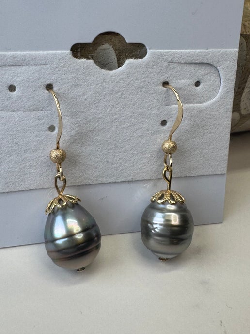 Gold Filled Tahitian Pearl Earrings