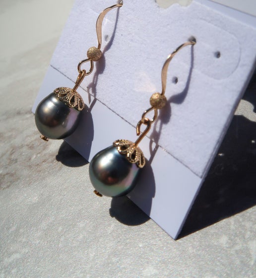 Gold Filled Tahitian Pearl Earrings