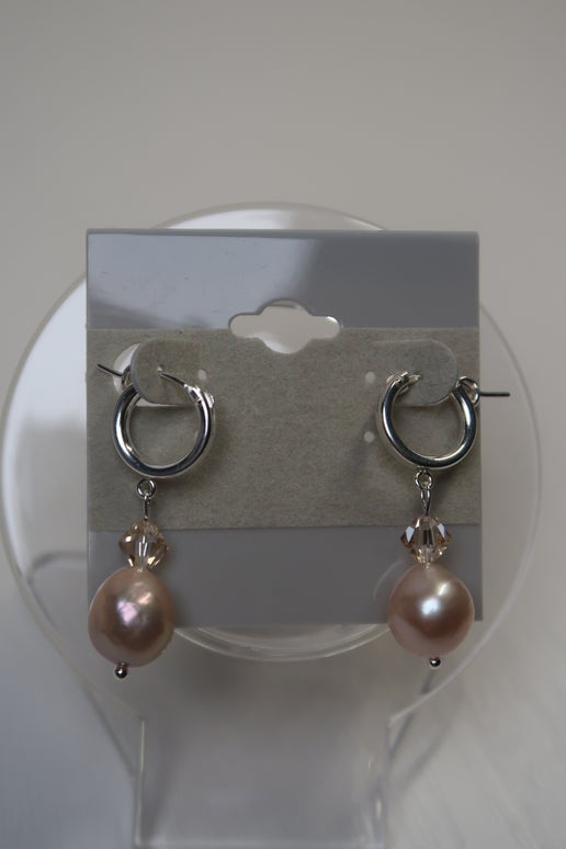 Natural Pinky Peach Freshwater Edison Pearl Hoops