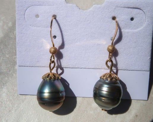 Gold Filled Tahitian Pearl Earrings
