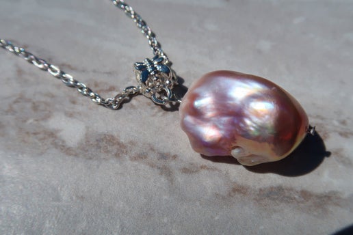 Natural Pink Baroque Pendant Necklace