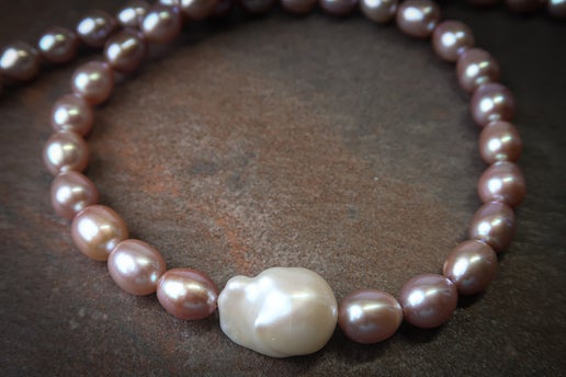 Natural Pink Freshwater Pearl & Baroque Necklace