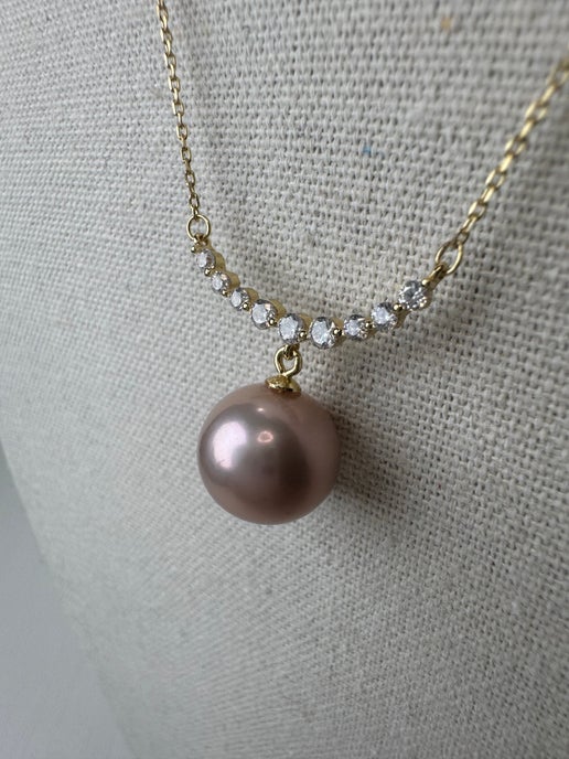 HQ Pink Edison Pearl Gold Necklace
