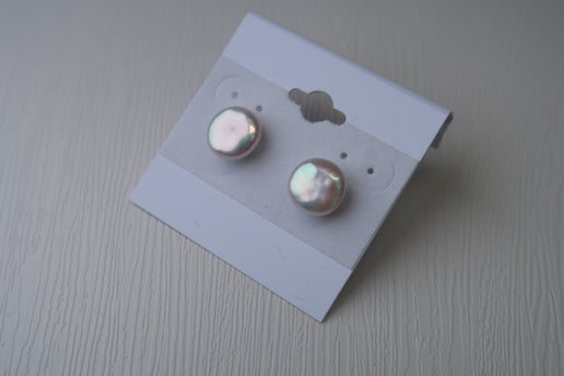 Exquisite Natural White Coin Pearl Stud- Gold Plated 925 Studs