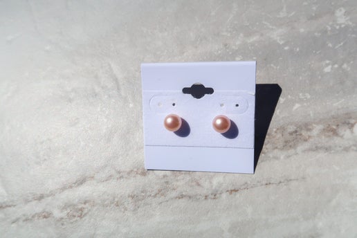 Natural Peachy Pink Pearl Studs