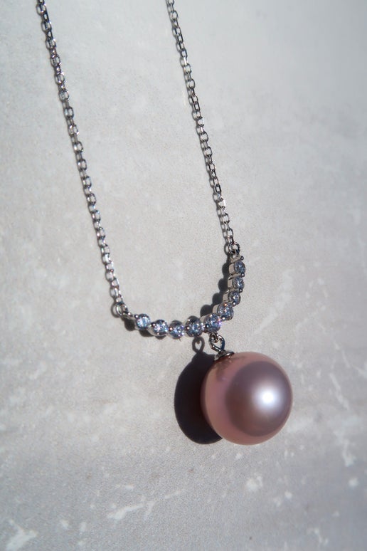Sterling Silver Pink Edison Pearl Necklace