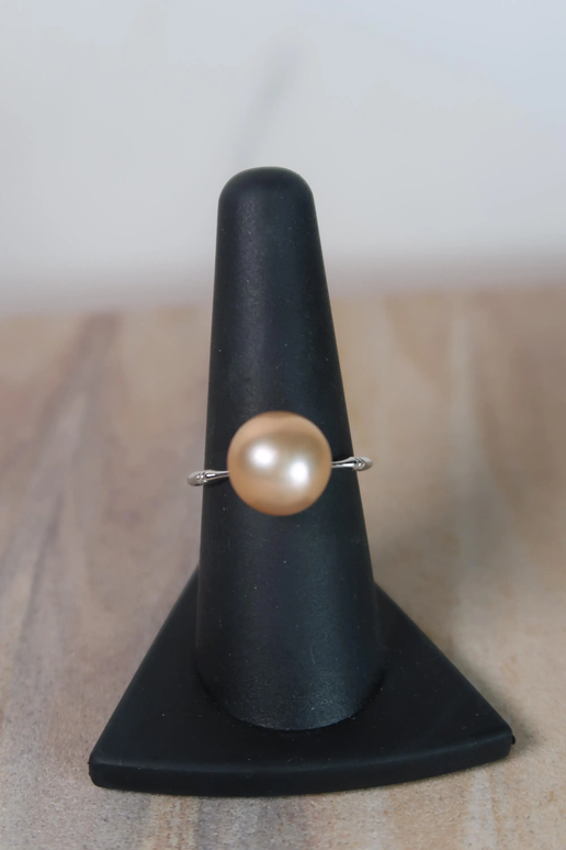 Natural Gold Edison Pearl Ring - Sterling Silver Adjustable Band