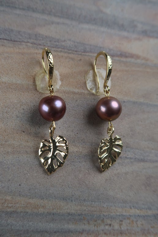 Purple Edison Pearl Earrings