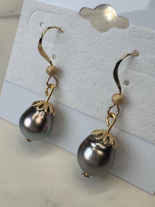 Gold Filled Tahitian Pearl Earrings