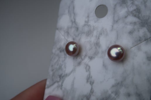 Natural Pink Freshwater Pearl Sterling Silver Studs