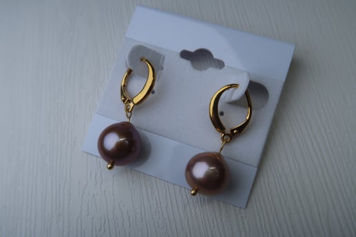 Purple Edison Freshwater Pearl Hoop Earrings!π