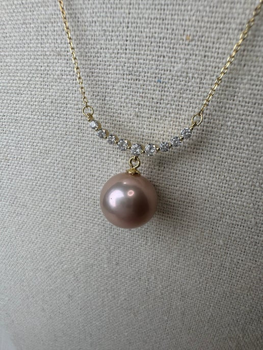 HQ Pink Edison Pearl Gold Necklace