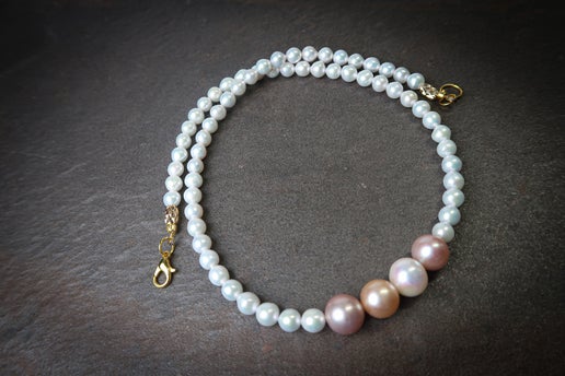 Natural White AK Freshwater Pearls with Candy Edison