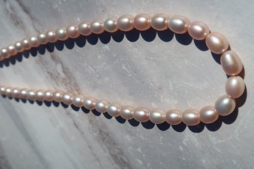 High Quality Pastel Pink Pearl (7mm) Necklace - Gold Filled Clasp