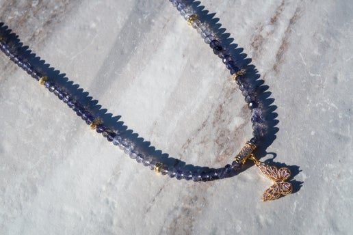 Iolite & Butterfly Charm Necklace
