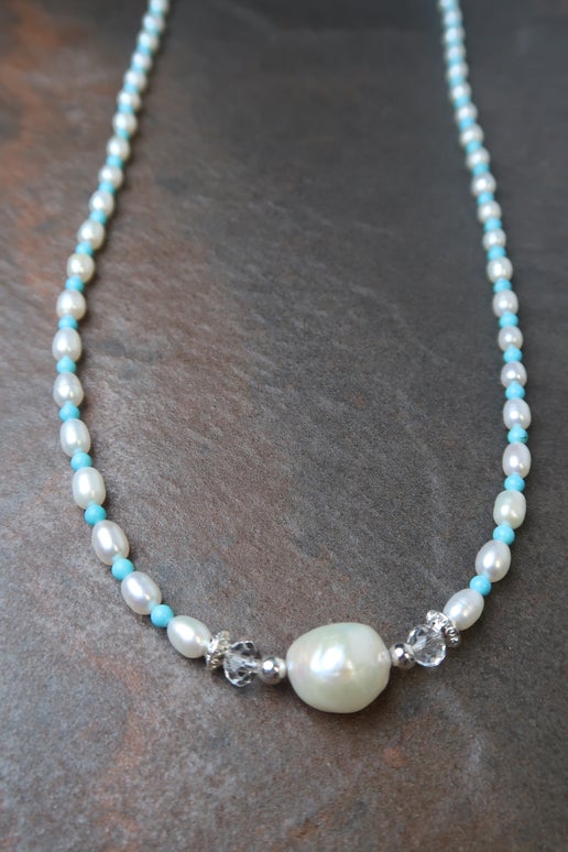 Hubei Turquoise & Pearl Necklace