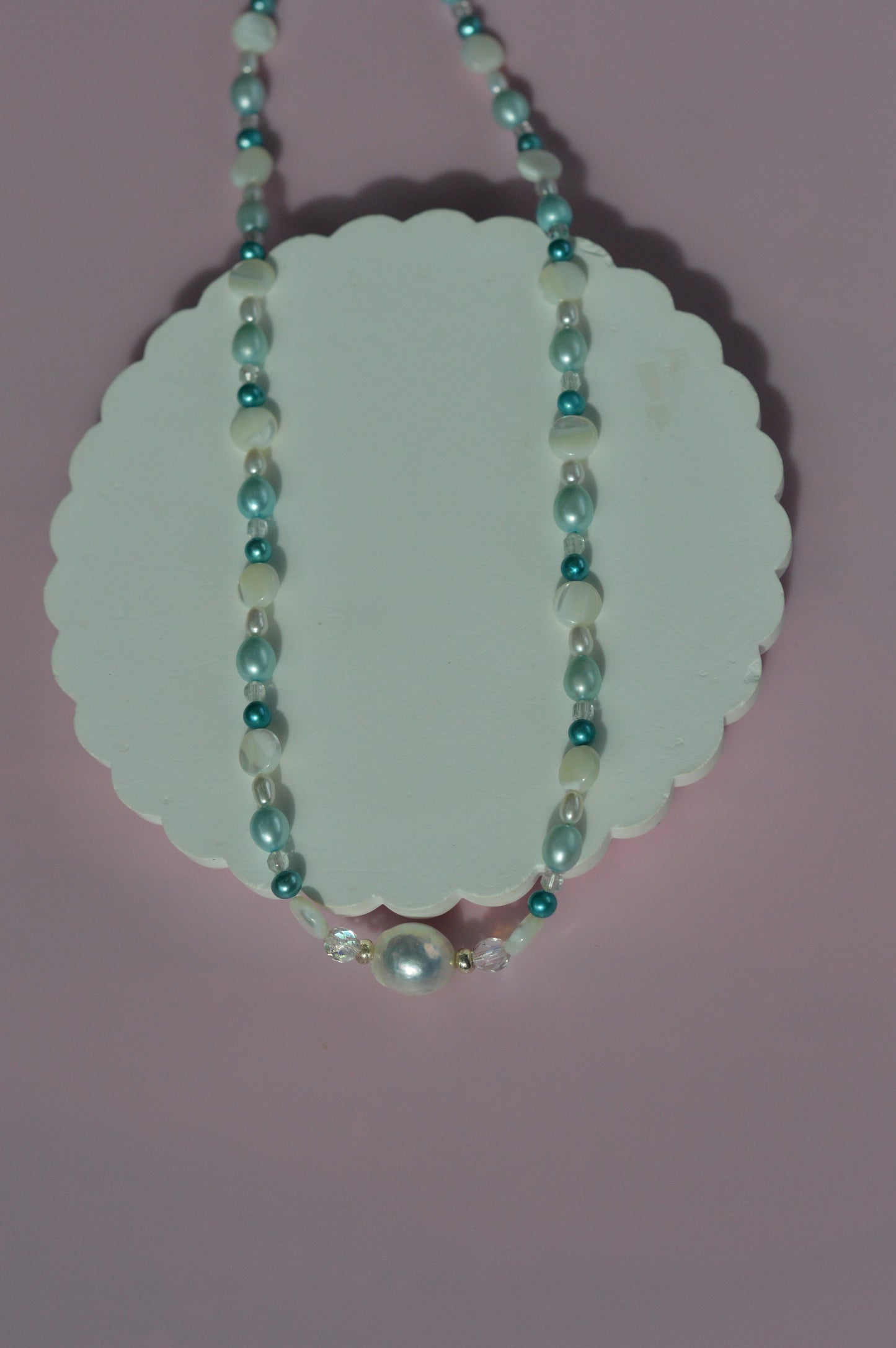 Freshwater Pearl, Natural Topaz, Mother of Pearl & Edison Pearl Necklace – 19.5"