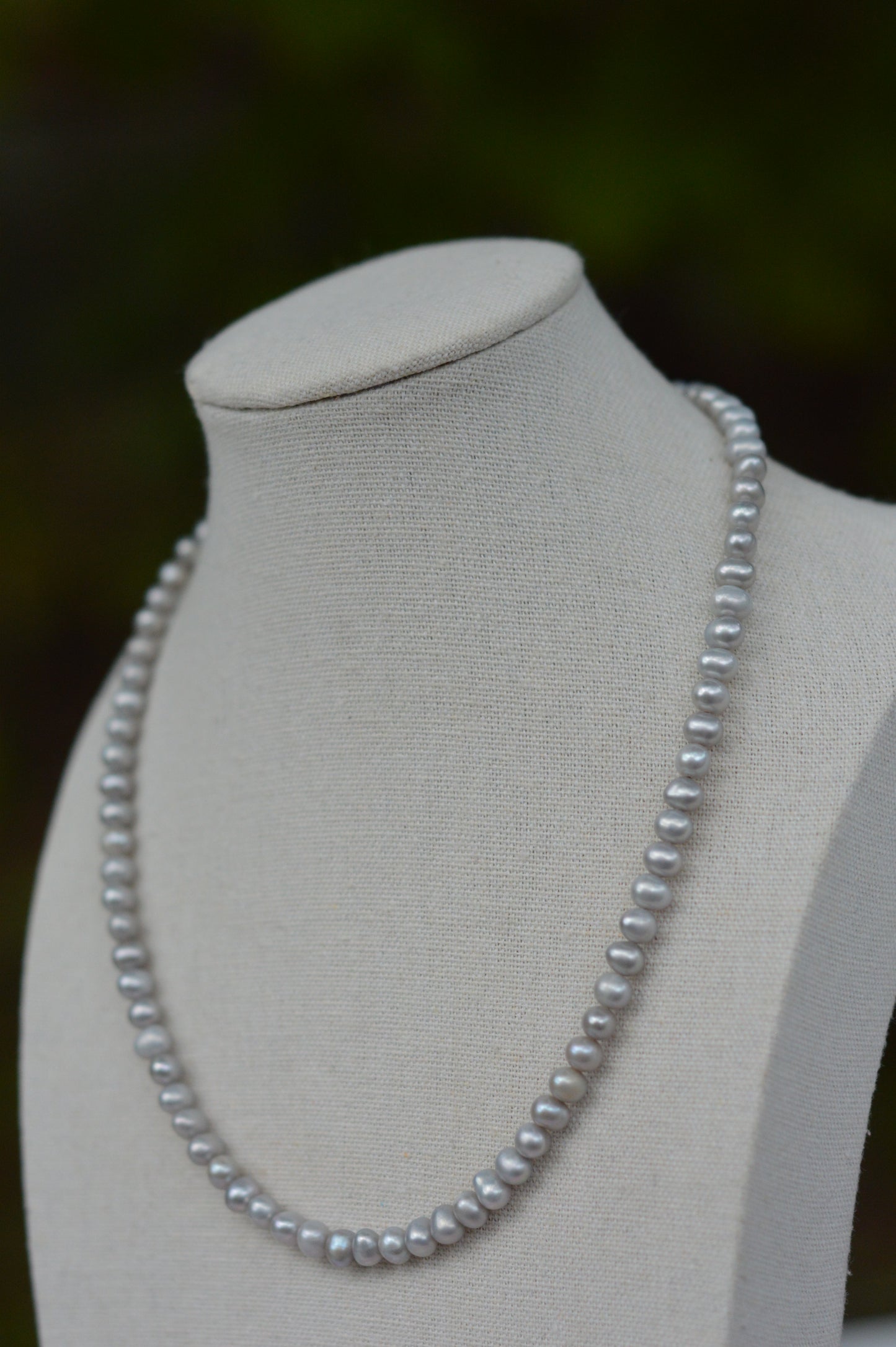 Silver Freshwater Pearl Necklace: Unisex Minimalist Jewelry 17"