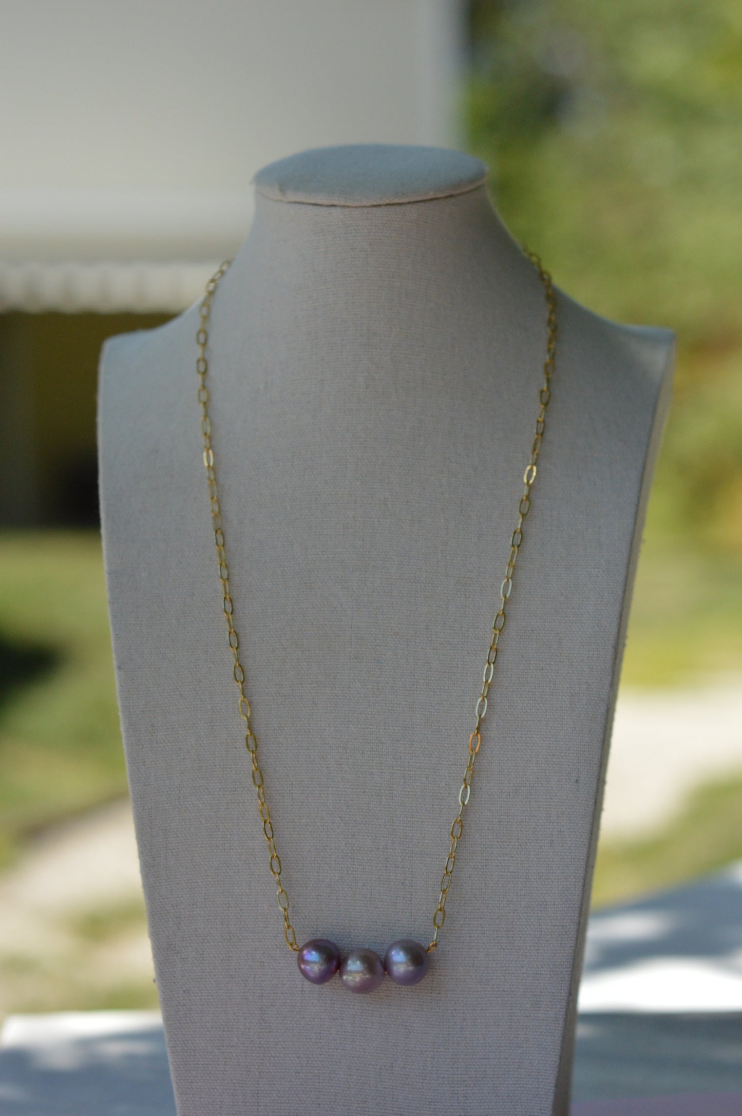 22" Natural Purple Edison Pearl Necklace – Gold Plated Chain