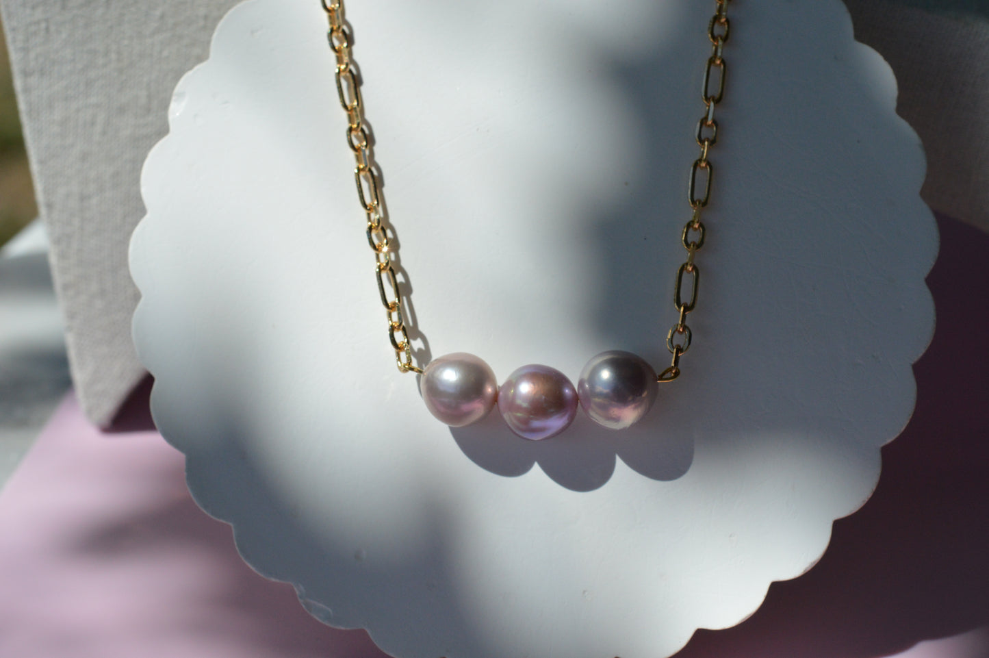 23" Natural Pastel Edison Pearl Necklace – Gold Plated Chain