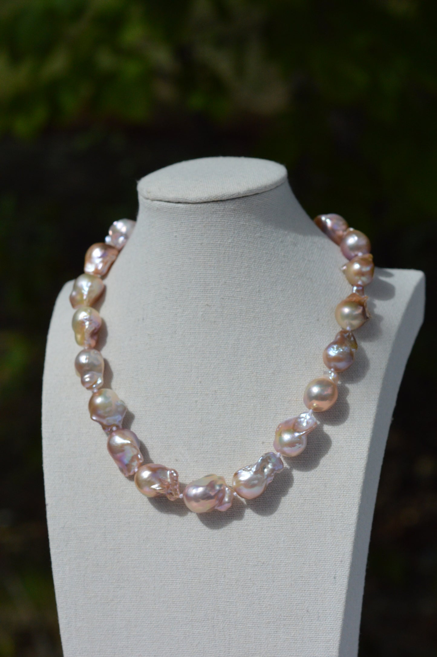 Metallic AAAA Flameball Baroque Pearl Necklace – 17" Sterling Silver