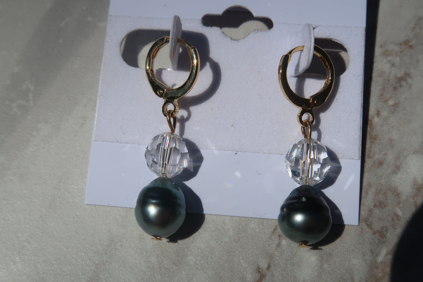 Tahitian Pearl Gold Plated 925 Hoops