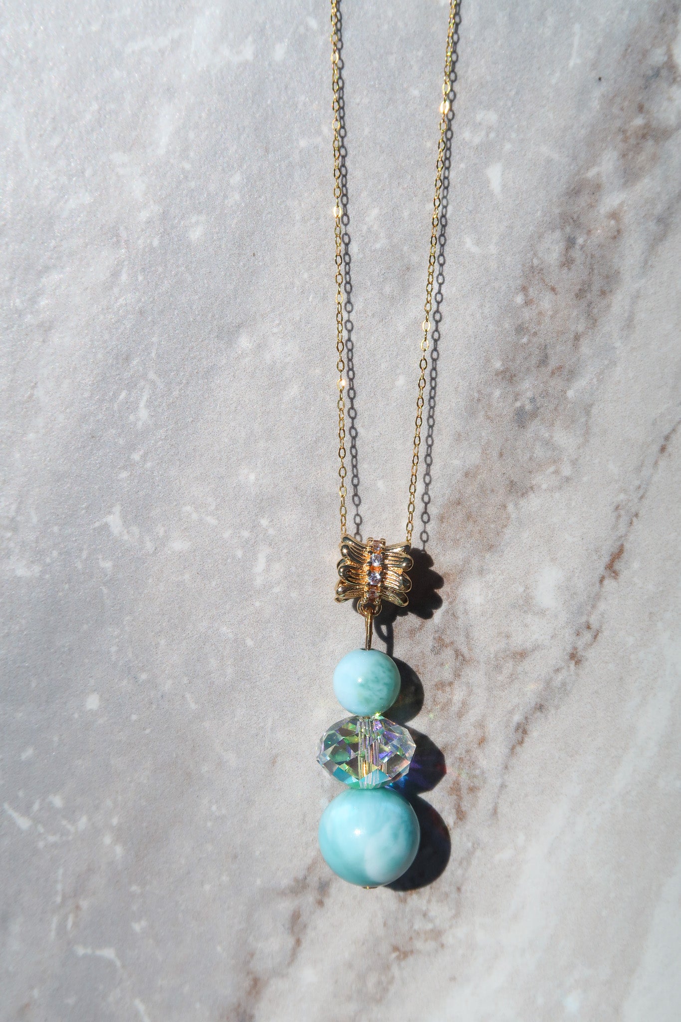 High Quality Larimar & Crystal Necklace