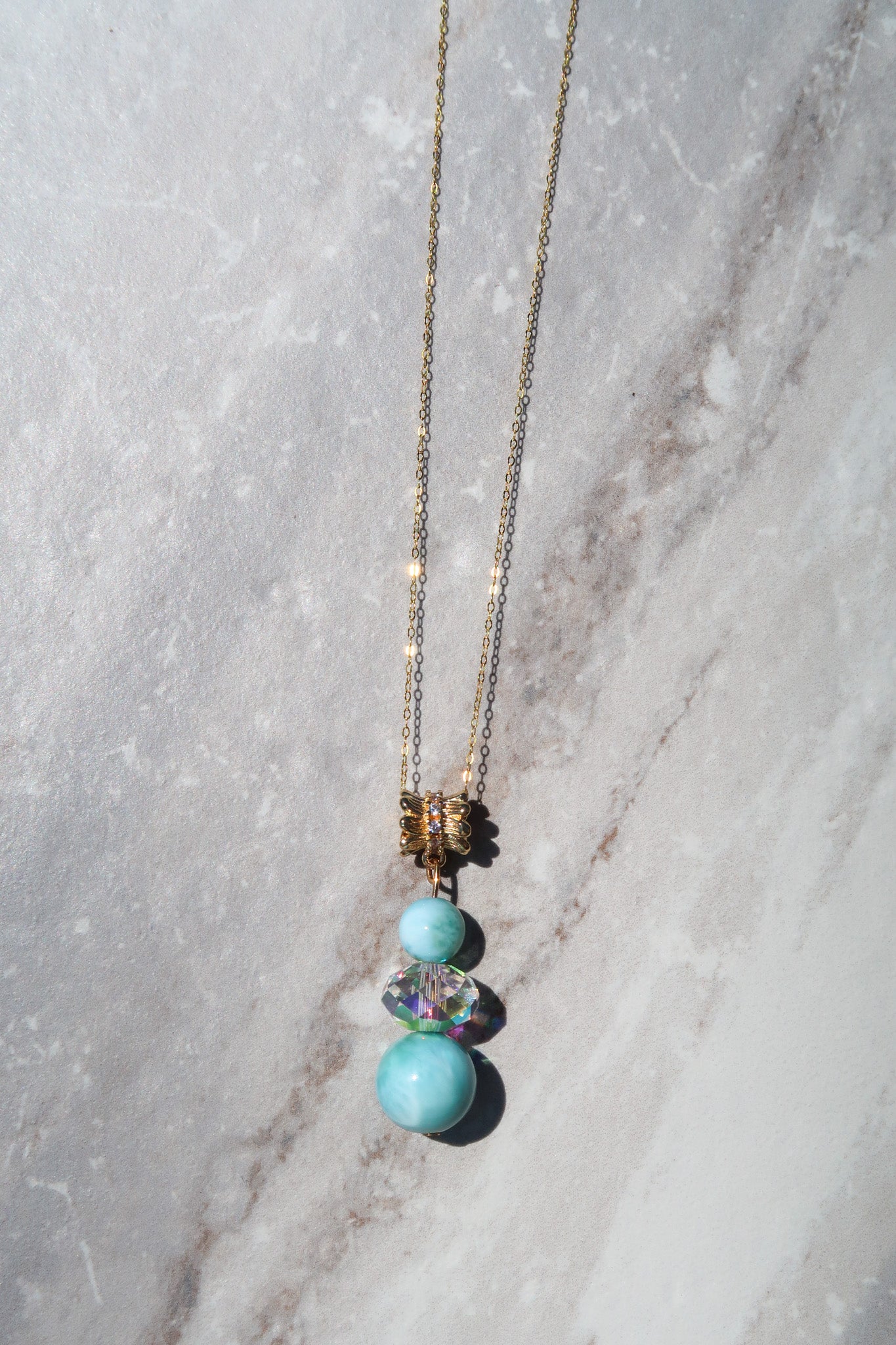 High Quality Larimar & Crystal Necklace