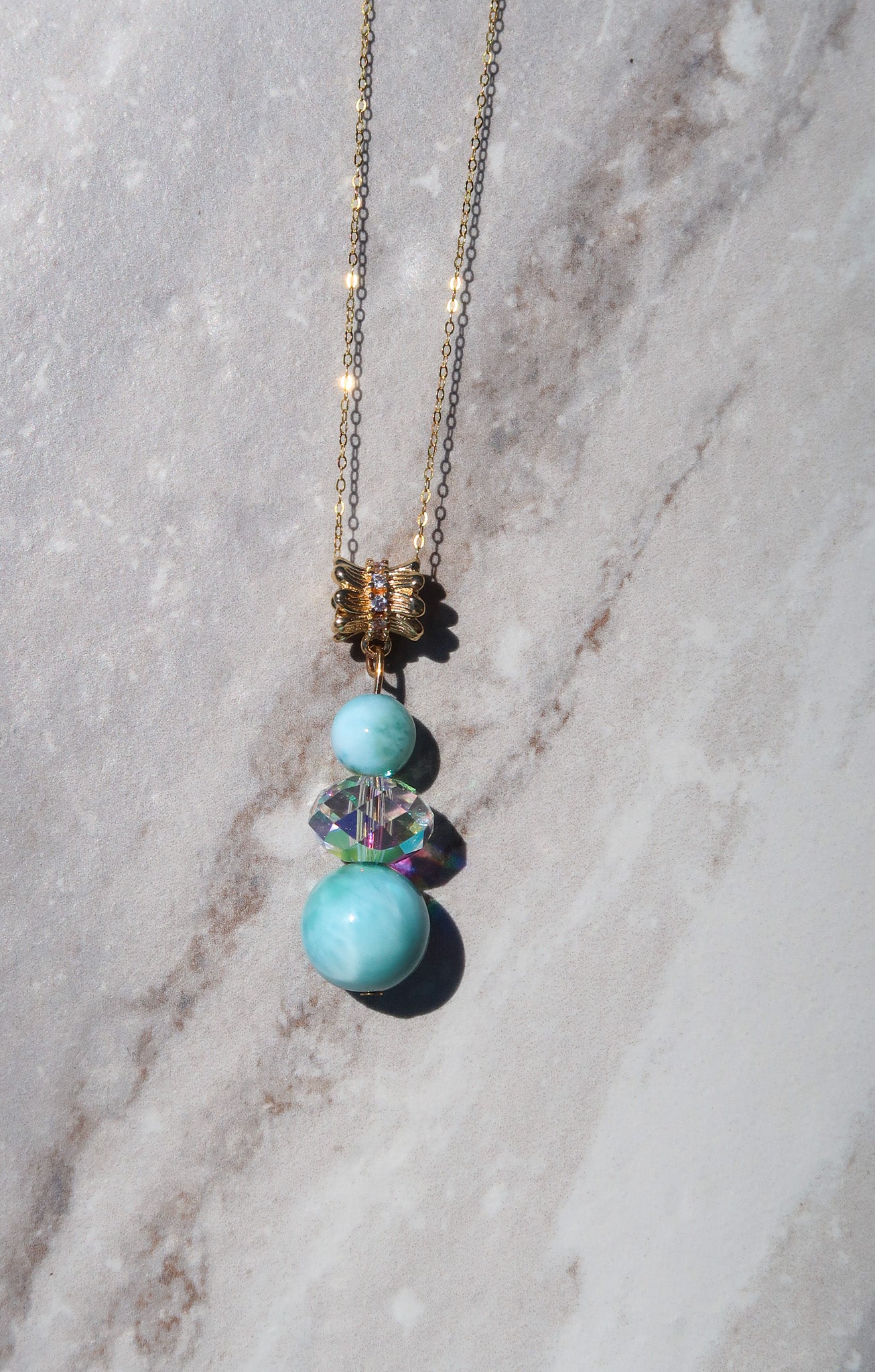 High Quality Larimar & Crystal Necklace