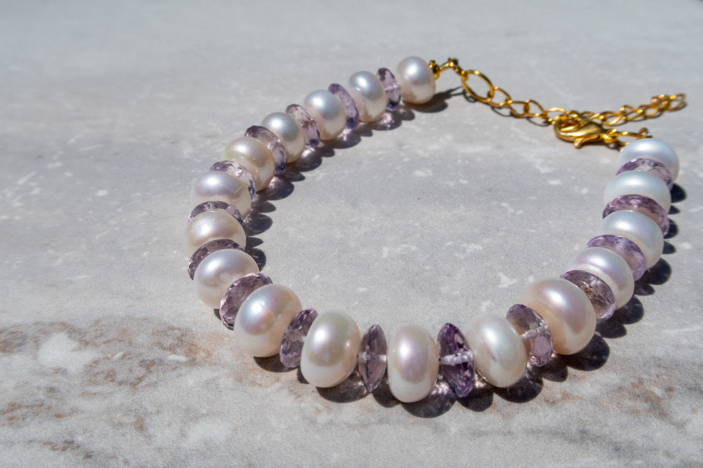 Lavender Amethyst & Pearl Bracelet