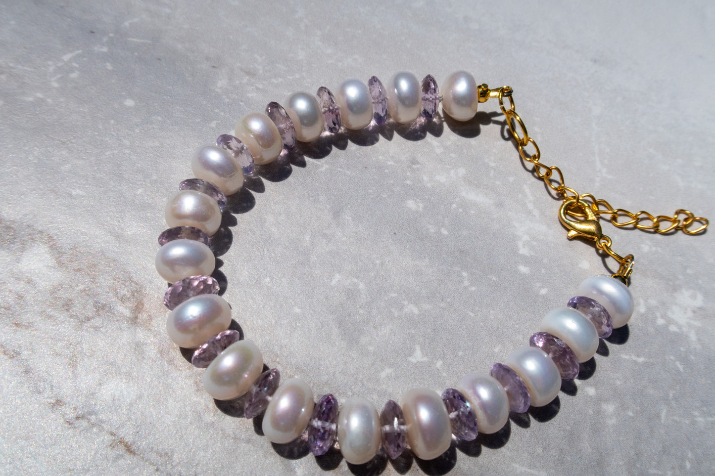 Lavender Amethyst & Pearl Bracelet
