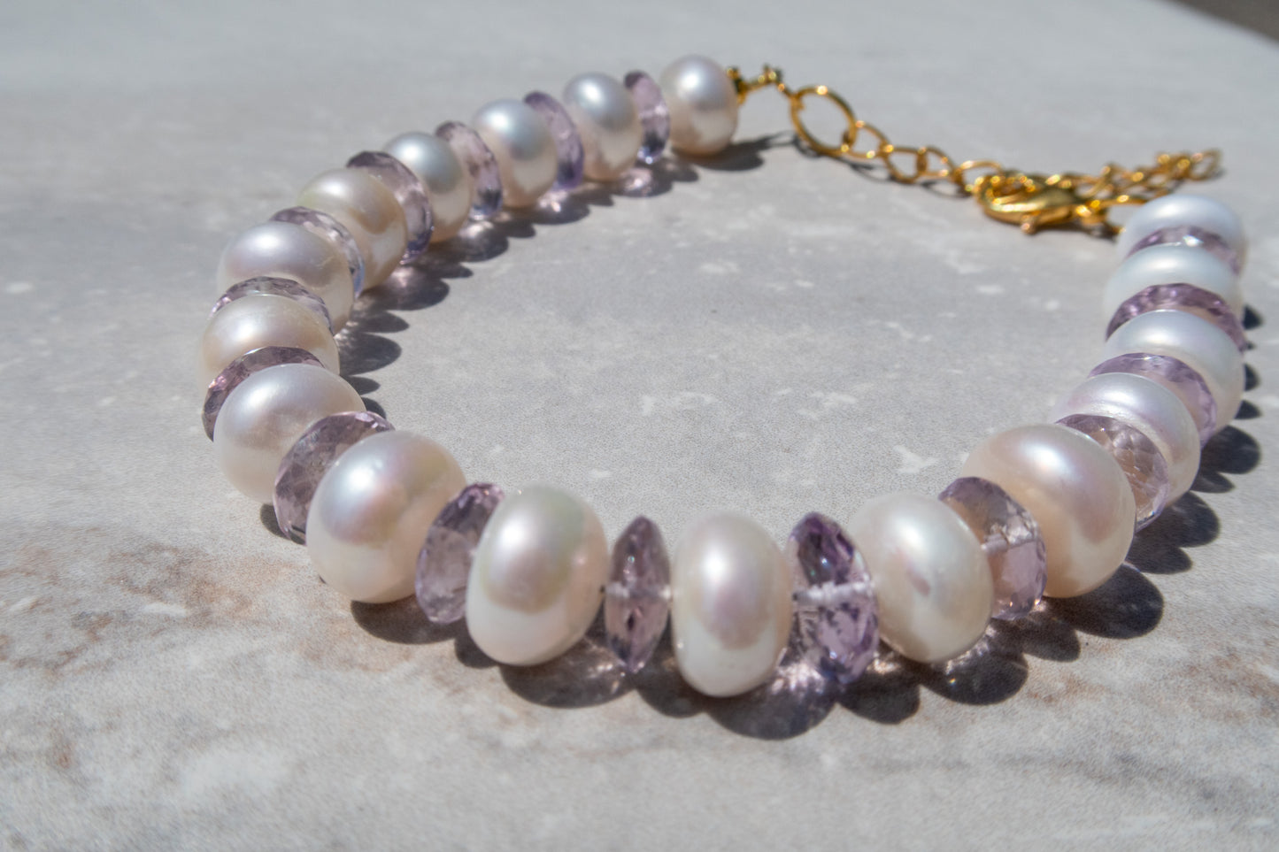 Lavender Amethyst & Pearl Bracelet