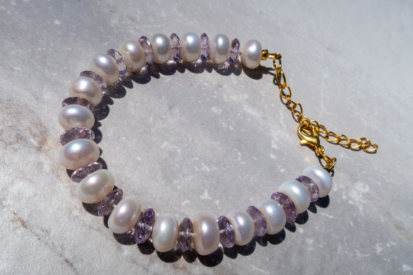 Lavender Amethyst & Pearl Bracelet