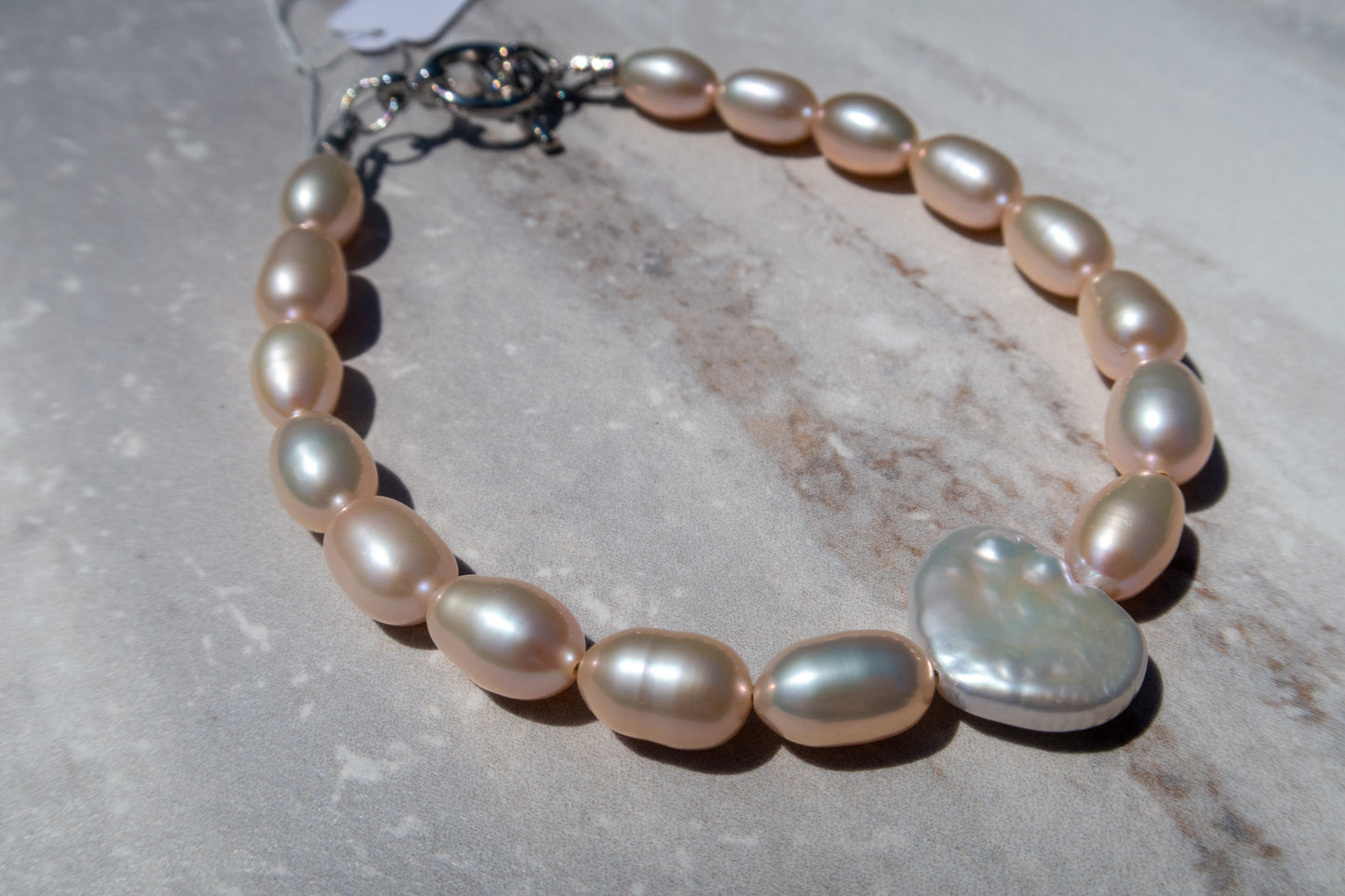 Natural Baby Gold Pearl & Heart Bracelet
