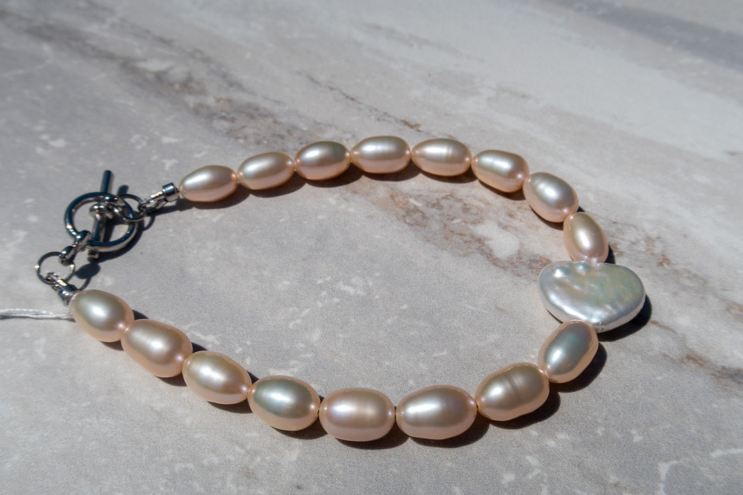 Natural Baby Gold Pearl & Heart Bracelet