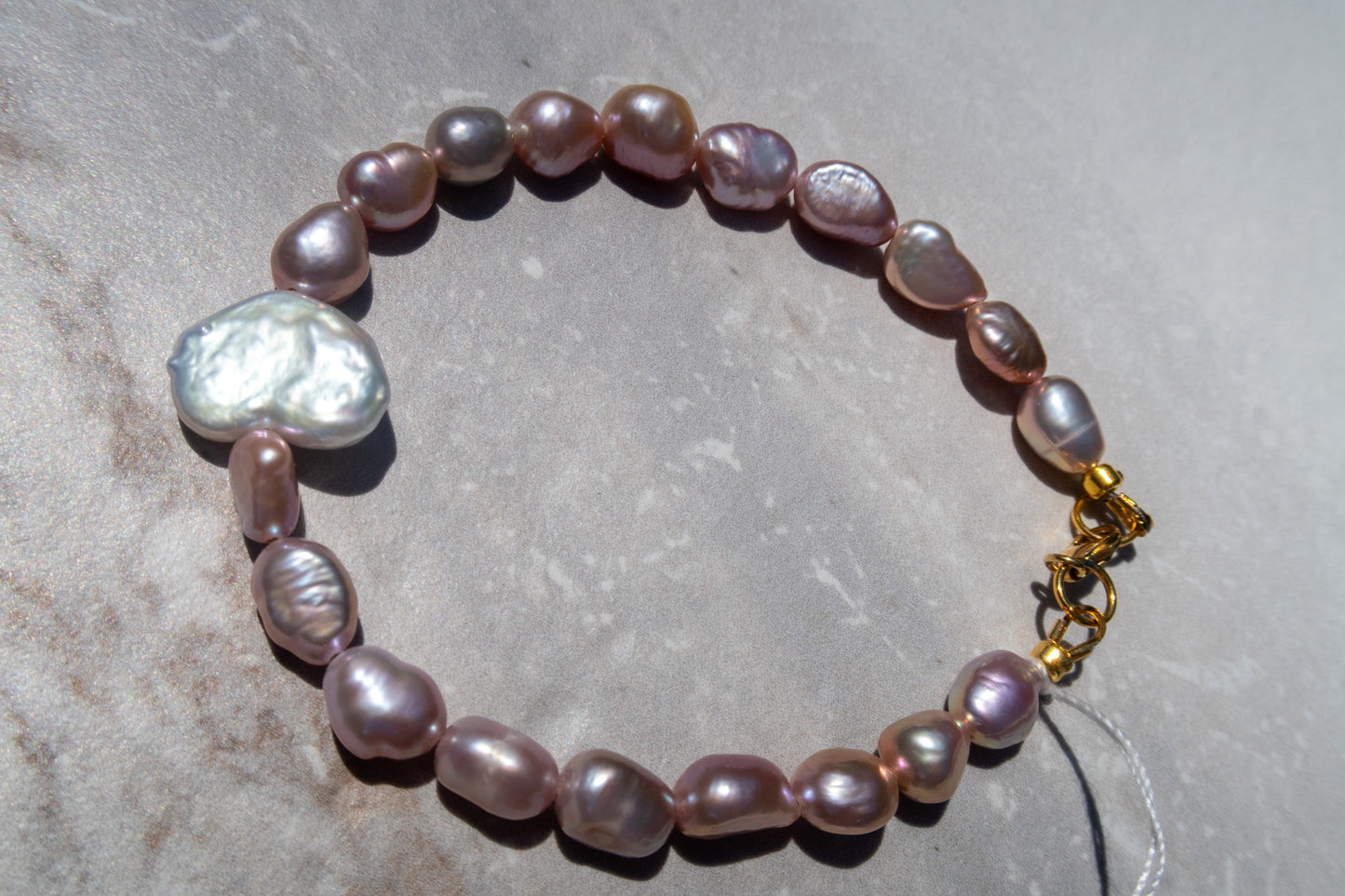 Pinky Pearl & Heart Bracelet