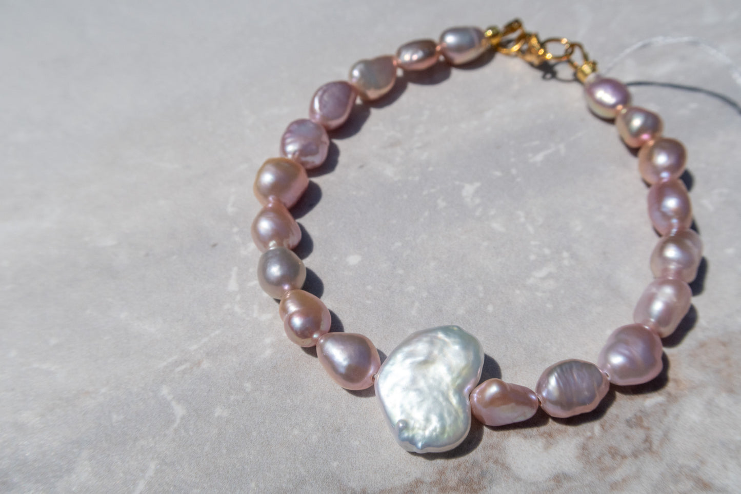 Pinky Pearl & Heart Bracelet