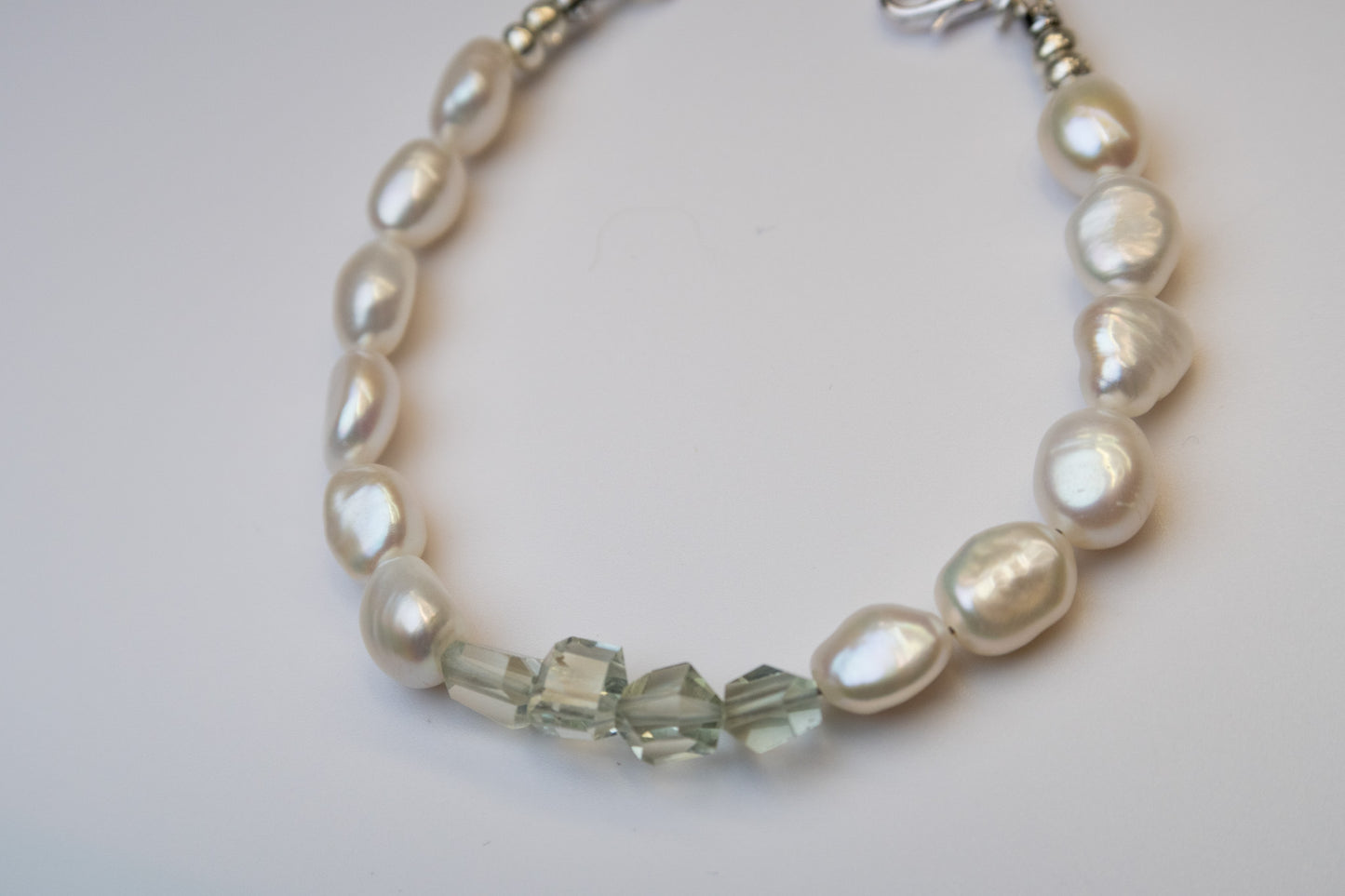 Green Amethyst & Pearl Bracelet