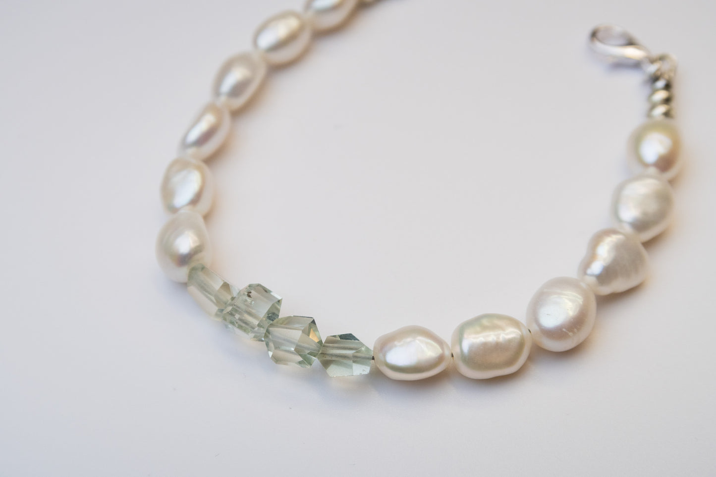 Green Amethyst & Pearl Bracelet