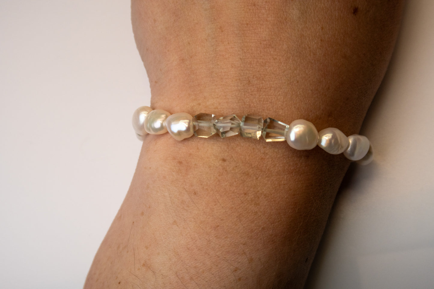 Green Amethyst & Pearl Bracelet