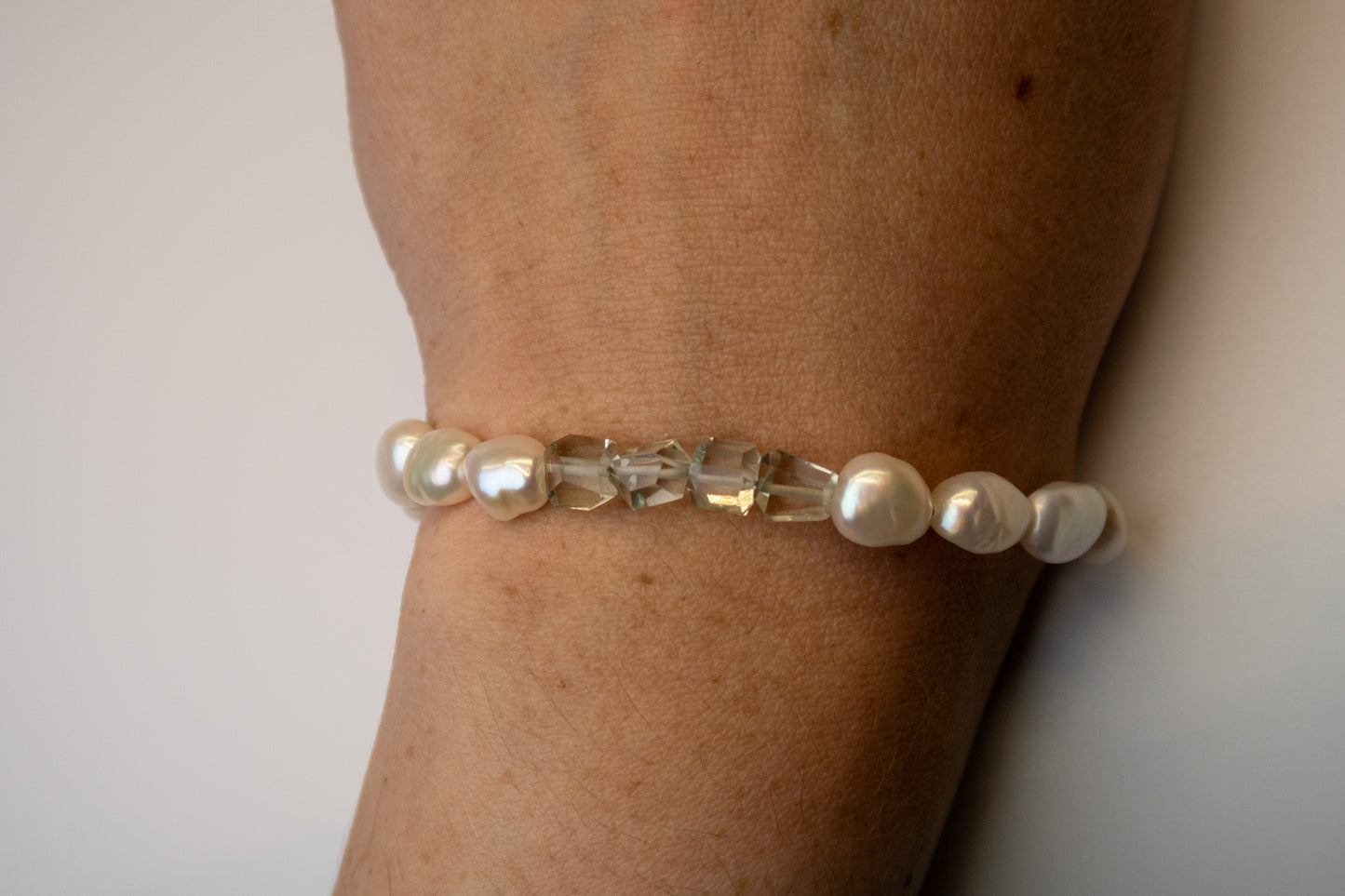 Green Amethyst & Pearl Bracelet