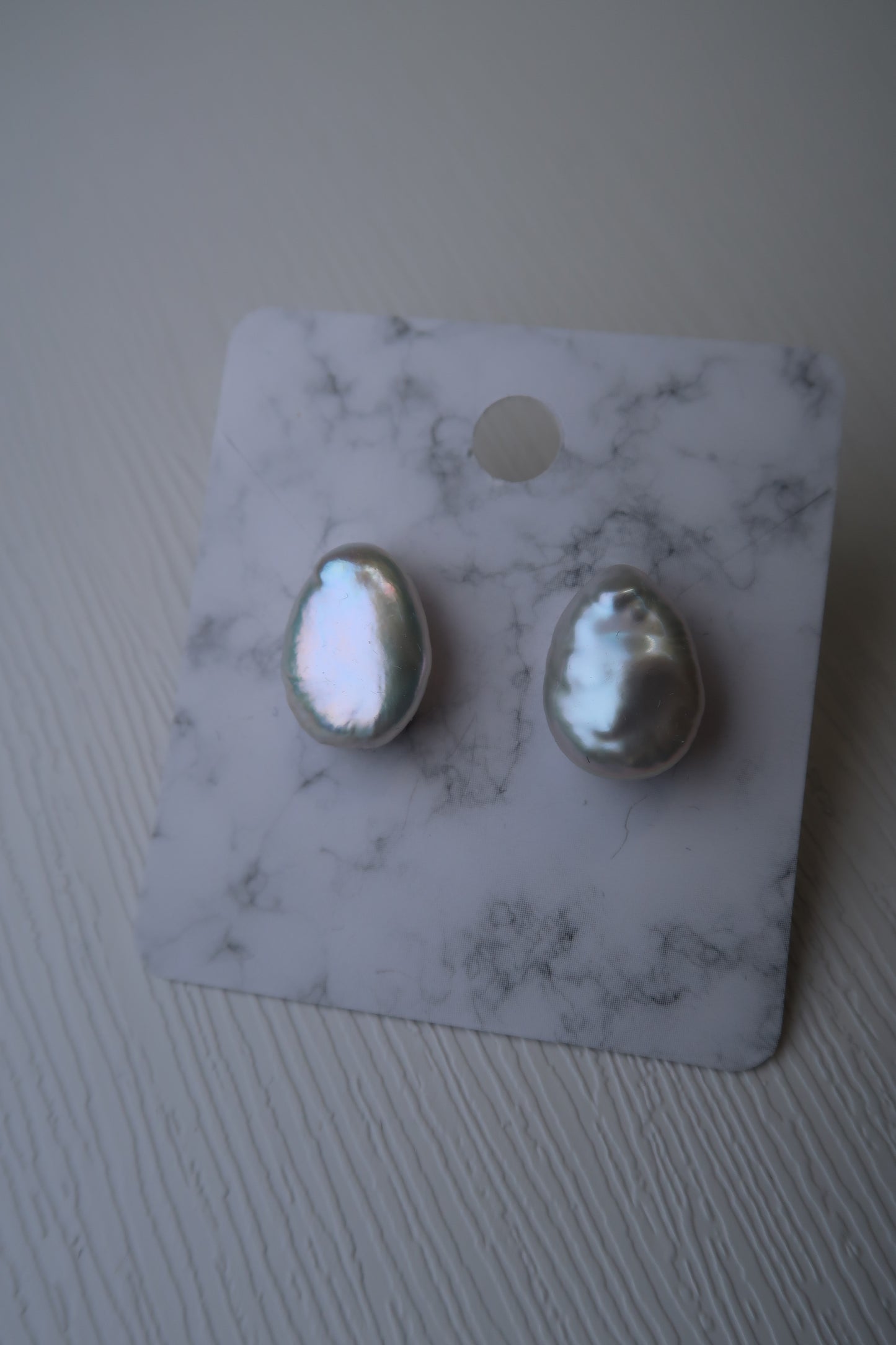 White Teardrop Pearl Studs - Sterling Silver