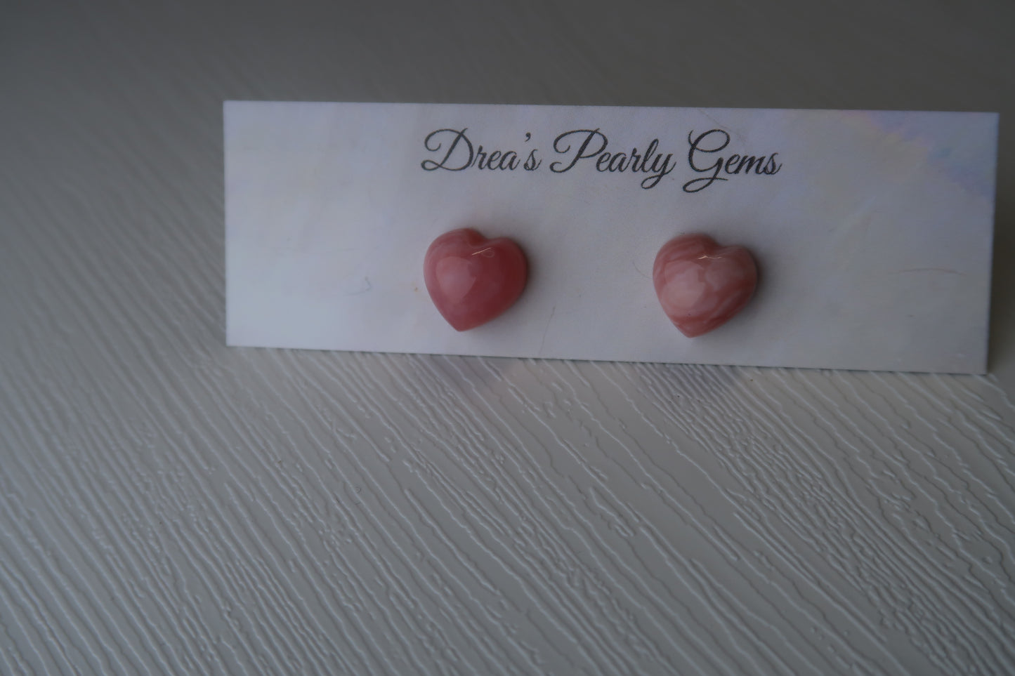 Heart-Shaped Natural Pink Opal Studs in Sterling Silver!