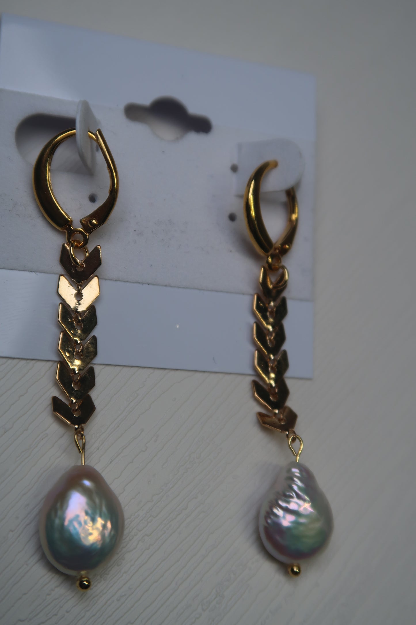 White Freshwater Pearl Earrings -Gold 925 Hoops