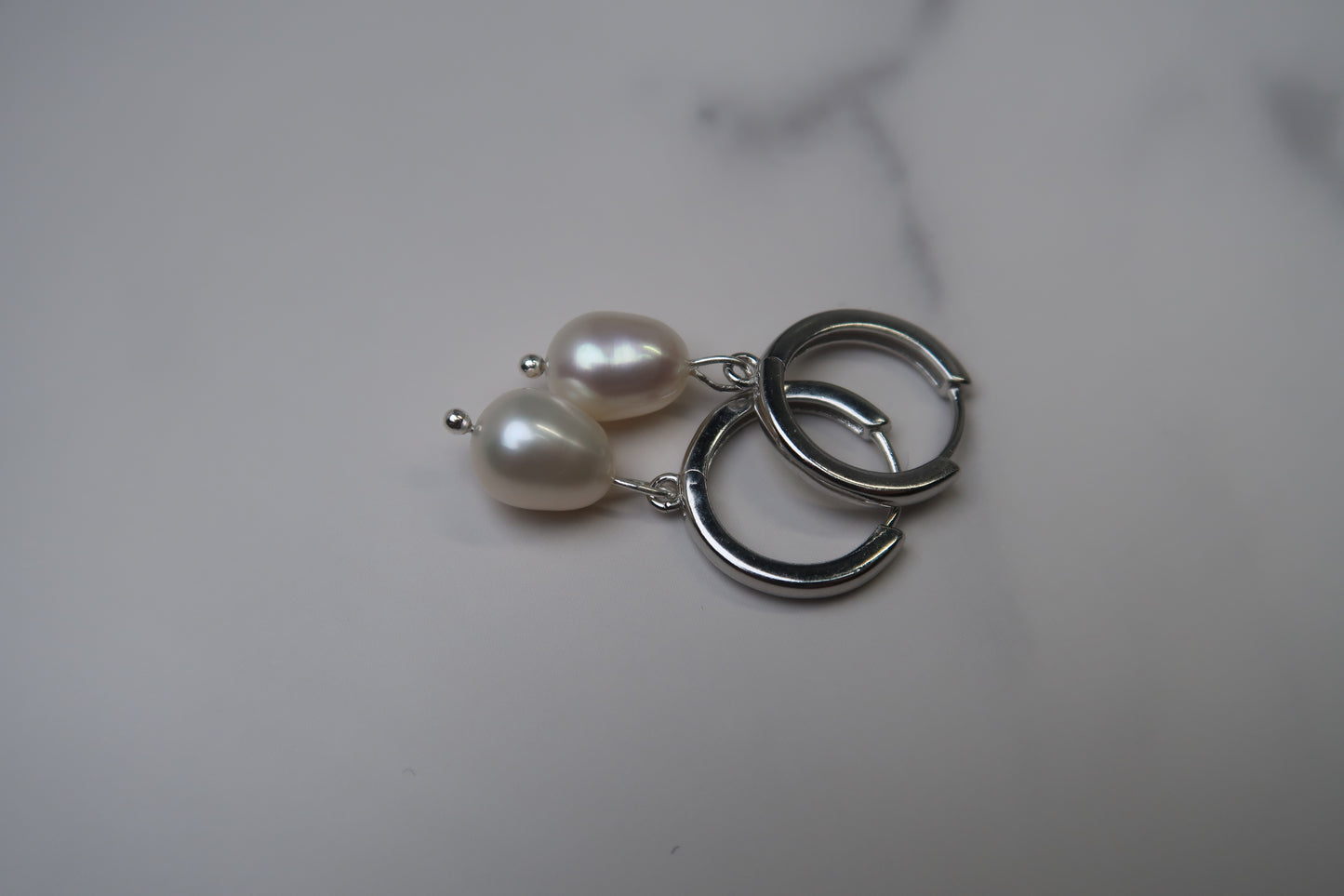 White Freshwater Pearls with Sterling Silver Hoops ✨