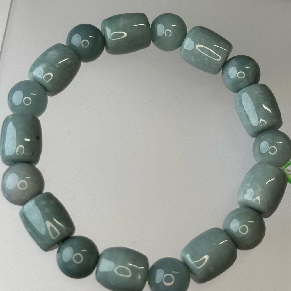 Blue Water Jade Beaded Stretch Bracelet