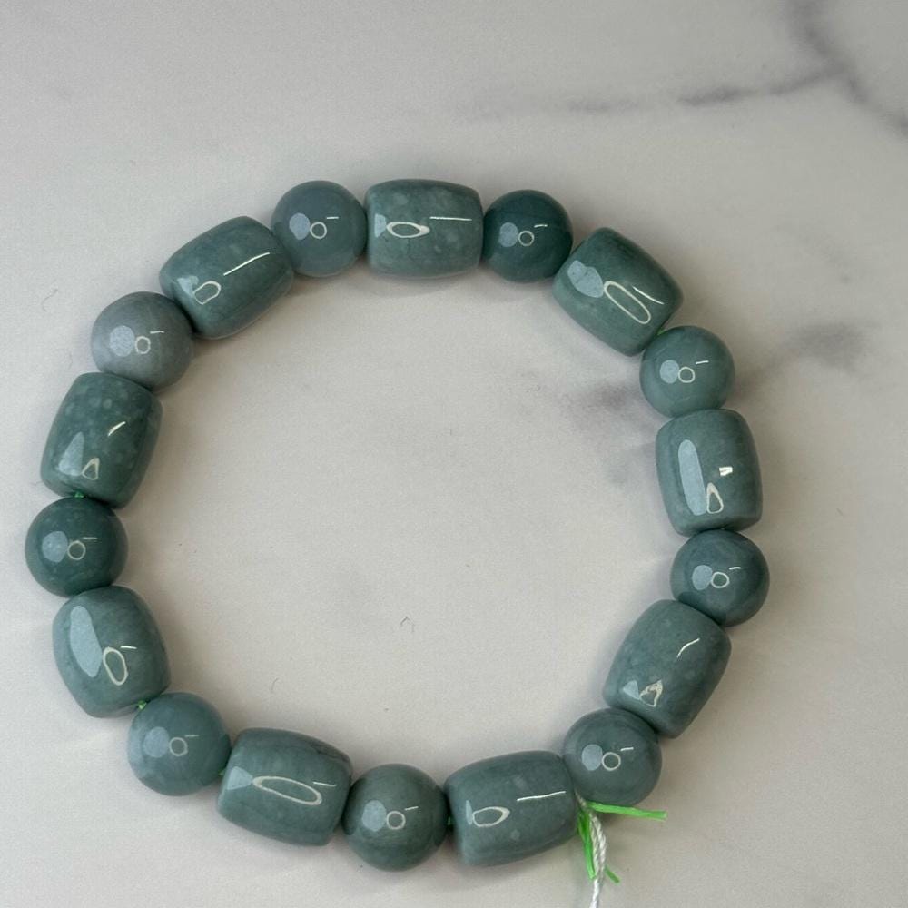 Blue Water Jade Beaded Stretch Bracelet