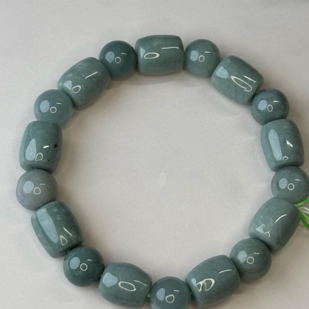 Blue Water Jade Beaded Stretch Bracelet