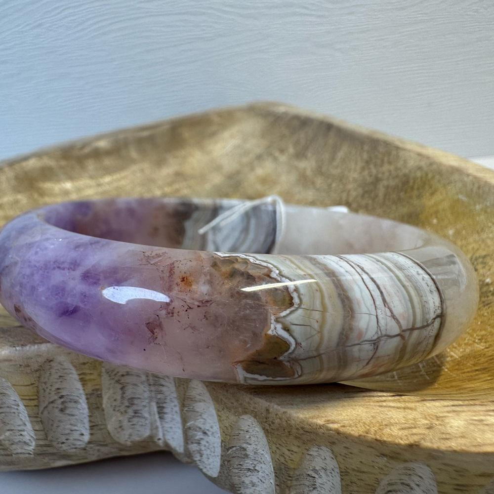 Amethyst Agate Hard Bangle - 60.7mm
