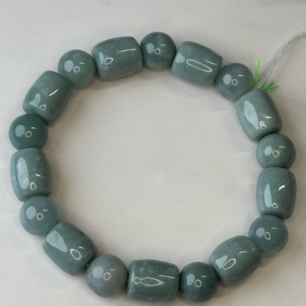 Blue Water Jade Beaded Stretch Bracelet